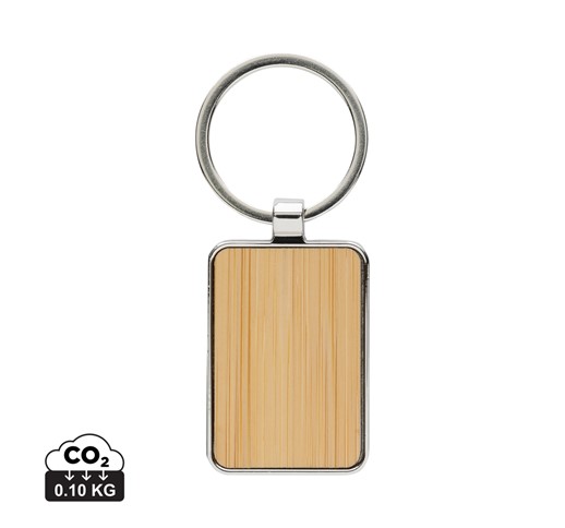LLAVERO RECTANGULAR ALEACIÓN DE ZINC RECICLADO RCS CON BAMBÚ
