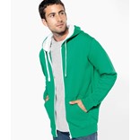 MEN'S CONTRAST HOODED FULL ZIP SWEATSHIRT