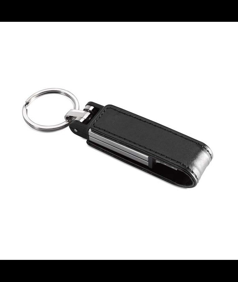 METAL USB FLASH DRIVE WITH LEATHER CLOSURE