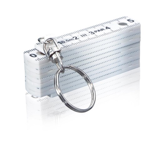 MINI RÈGLE PLIABLE PORTE-CLÉS, BLANC