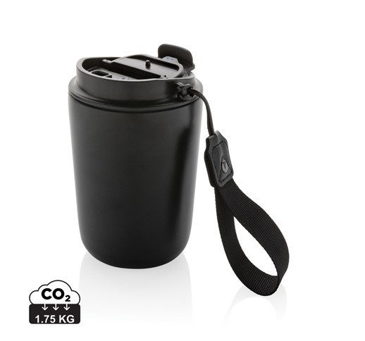 MUG ISO EN ACIER INOXYDABLE RECYCLÉ RCS AVEC LANIÈRE CUPPA
