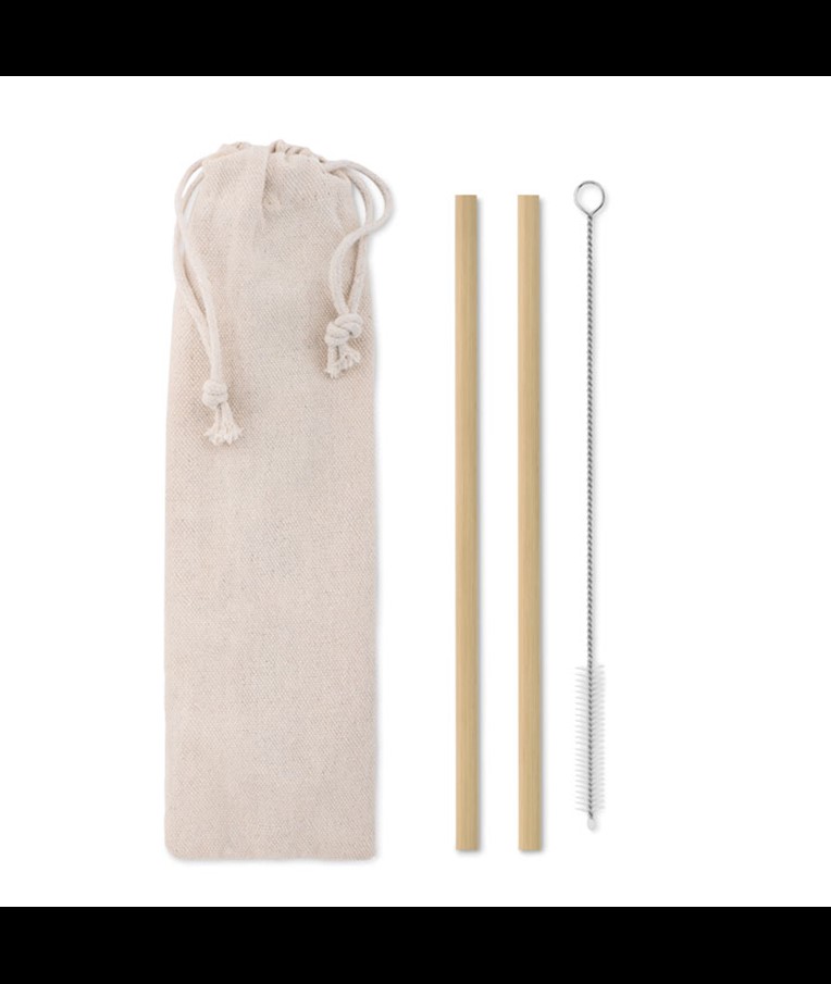 NATURAL STRAW - BAMBOO STRAW W/BRUSH IN POUCH