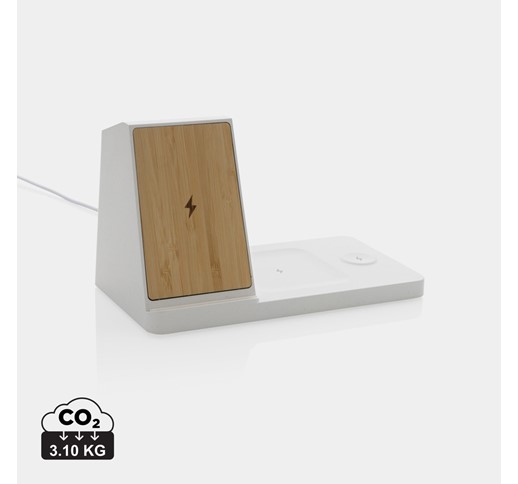 ONTARIO RECYCLED PLASTIC AND BAMBOO 3-IN-1 WIRELESS CHARGER