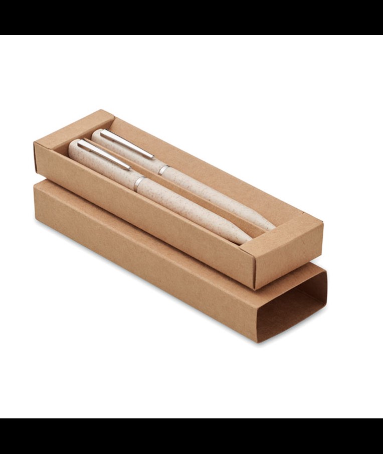 PEAT - JUEGO DE BOLÍGRAFO GIRATORIO DE PAJA DE TRIGO/ABS