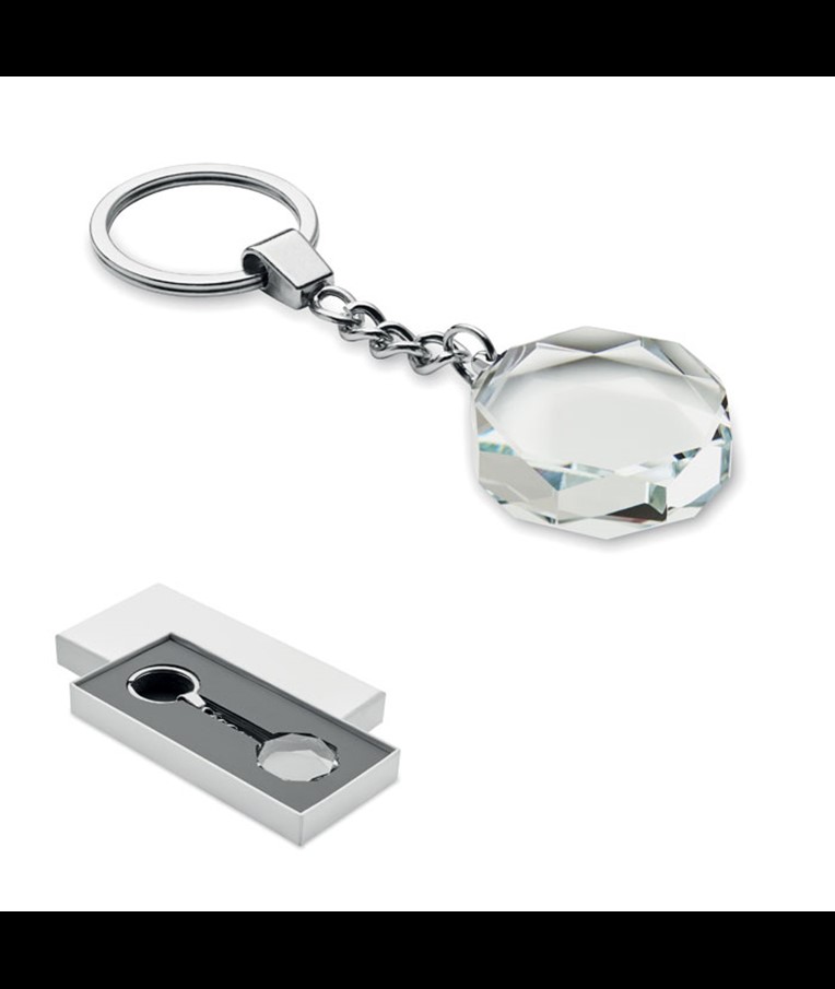 PORTE-CLÉS ROND EN VERRE AVEC RÉCOMPENSE ROUNDWARD