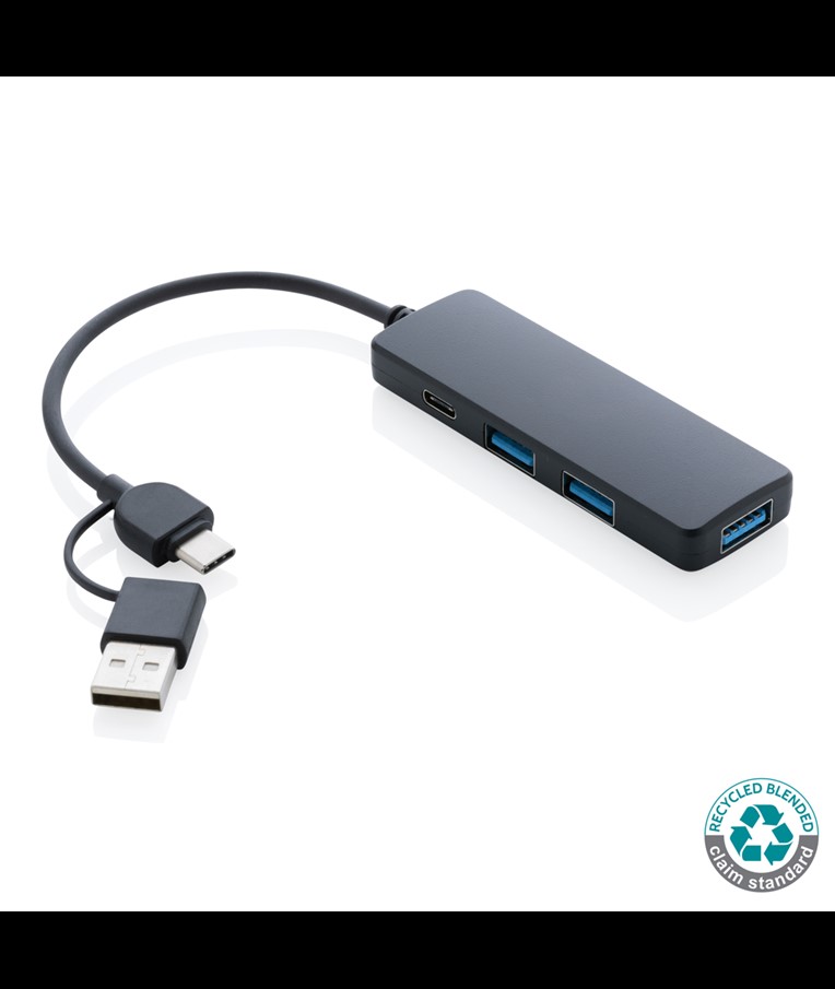 PUERTO USB RCS DE PLÁSTICO RECICLADO CON DOBLE ENTRADA