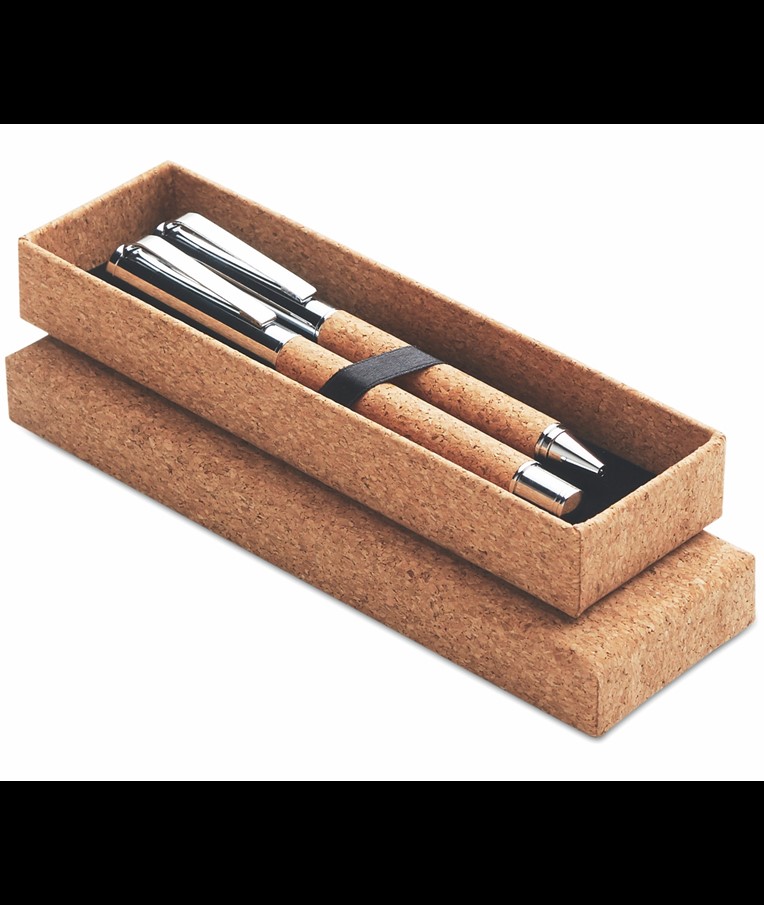 QUERCUS - SET BOLÍGRAFO Y ROLLER CORCHO