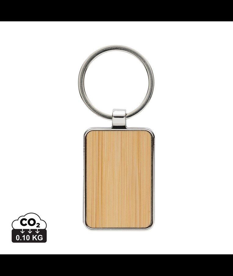 RCS RECYCLED ZINC ALLOY RECTANGLE KEYCHAIN WITH BAMBOO