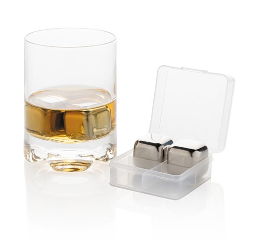 RE-USABLE STAINLESS STEEL ICE CUBES 4PC