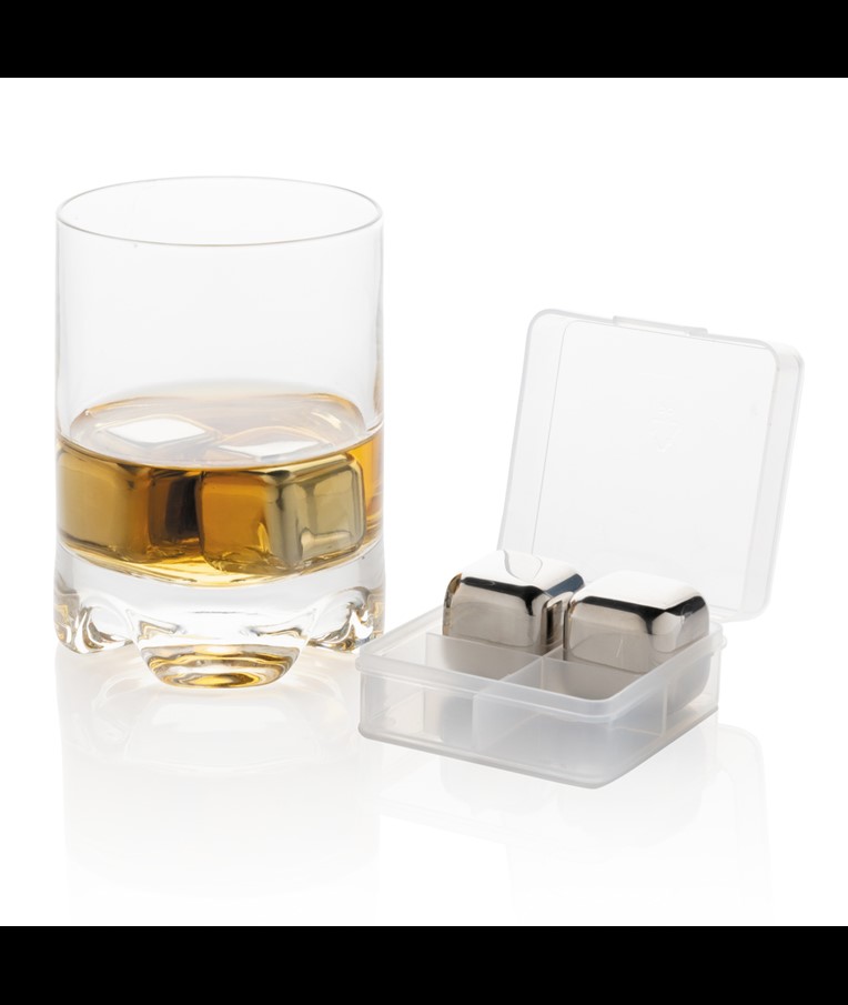 RE-USABLE STAINLESS STEEL ICE CUBES 4PC