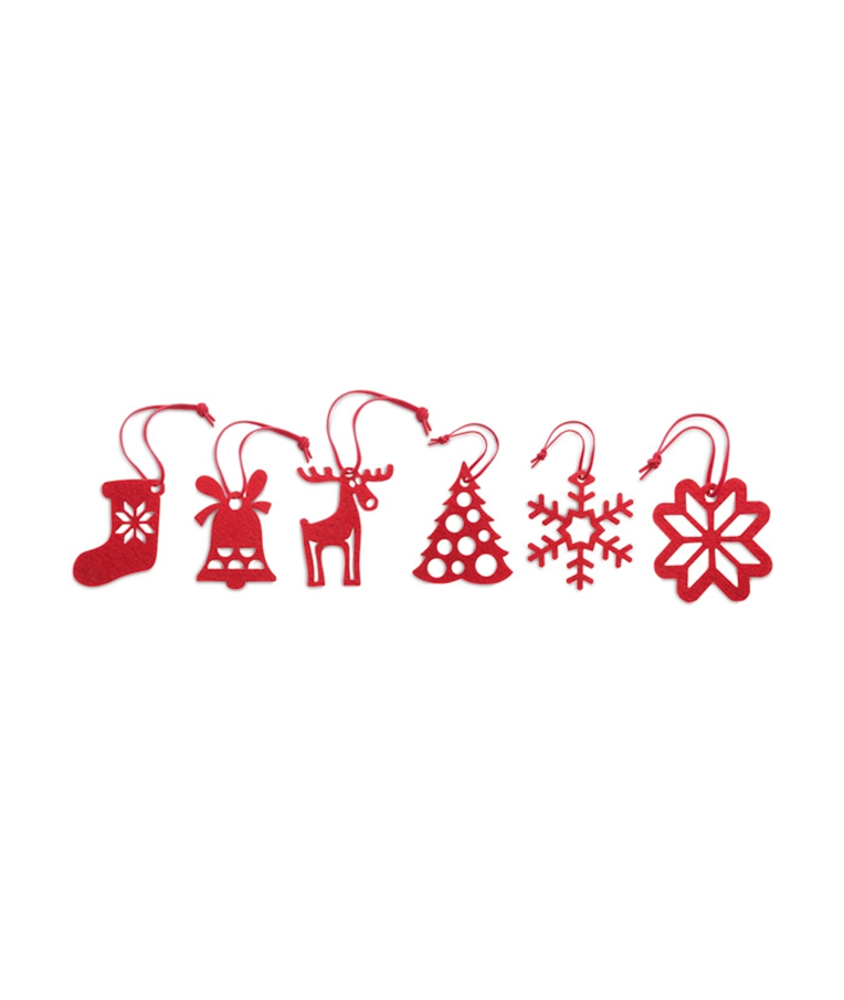 ROUGE - SET 6 ADORNOS ÁRBOL EN FIELTRO