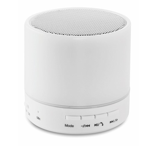 ROUND WHITE - BLUETOOTH ZVOČNIK Z LED LUČKO