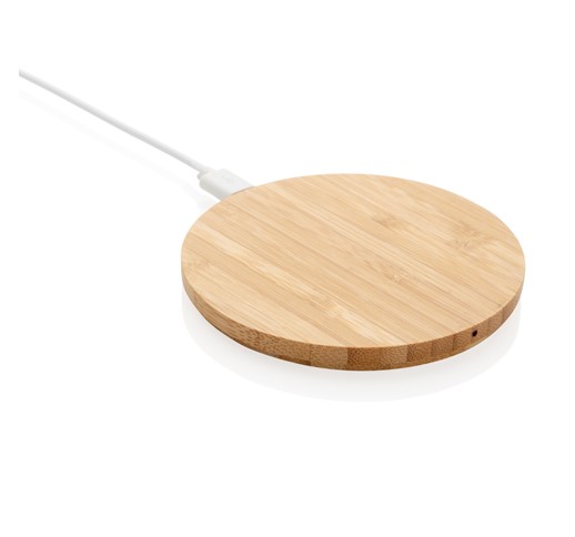 RUNDES FSC®ZERTIFIZIERTES KABELLOSES 5W-LADEGERÄT AUS BAMBUS