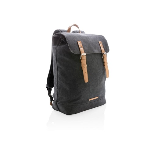 SAC À DOS ORDINATEUR EN TOILE, NOIR