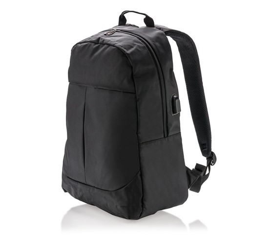 SAC À DOS POUR ORDINATEUR AVEC PRISE USB, NOIR