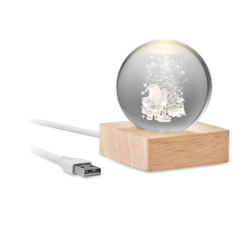 SANTA LIGHT - BOULE DE NOËL VERRE AVEC LED