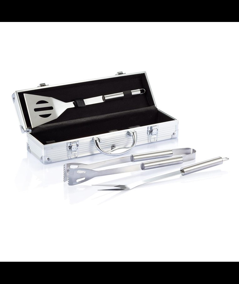 SET BARBACOA 3 PIEZAS EN CAJA DE ALUMINIO
