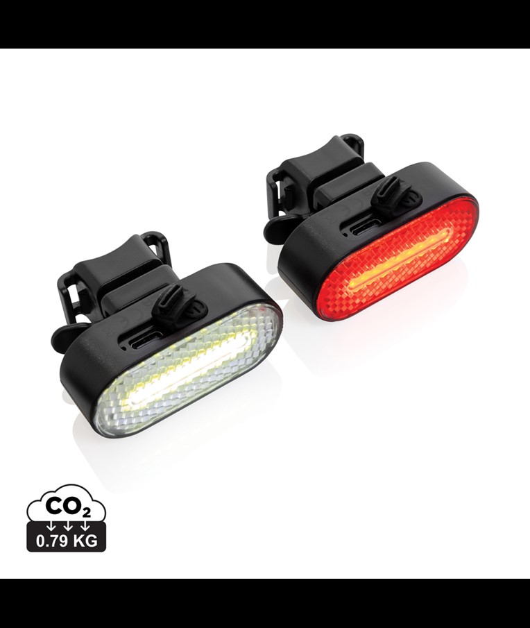 SET LUCES BICICLETA RECARGABLES USB PLÁSTICO RECICLADO RCS