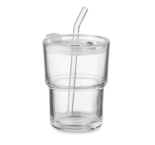 SIP - VASO DE VIDRIO CON PAJITA 400ML