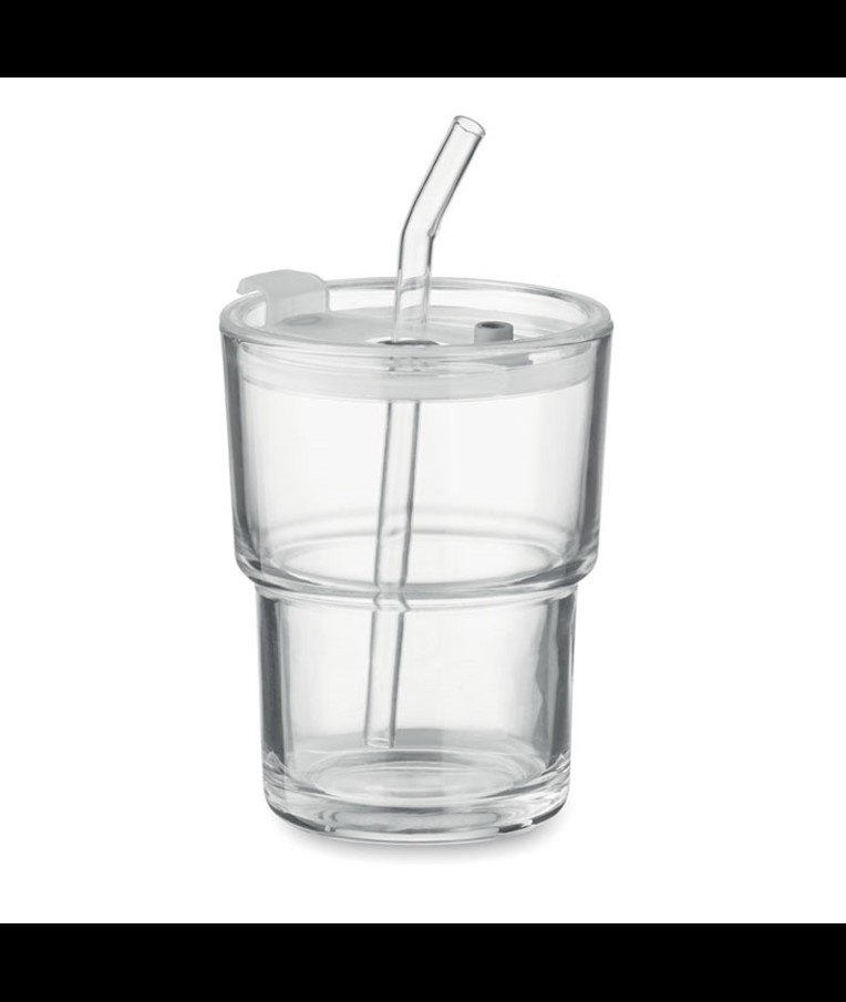 SIP - VASO DE VIDRIO CON PAJITA 400ML