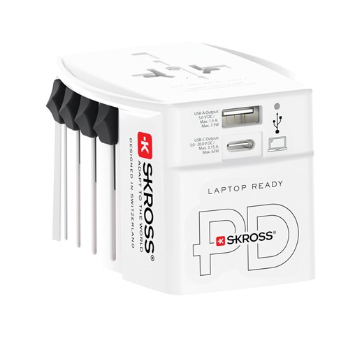 SKROSS WORLD TRAVEL ADAPTER MUV 65W PD WITH USB C CABLE