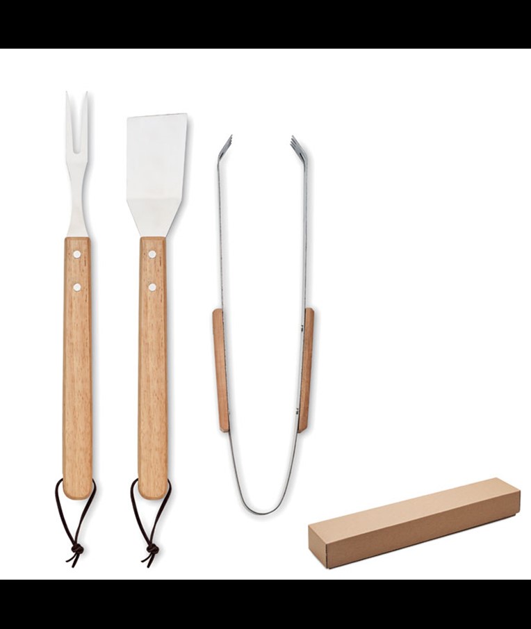 SMOKEY - JUEGO DE BARBACOA DE MADERA DE ROBLE