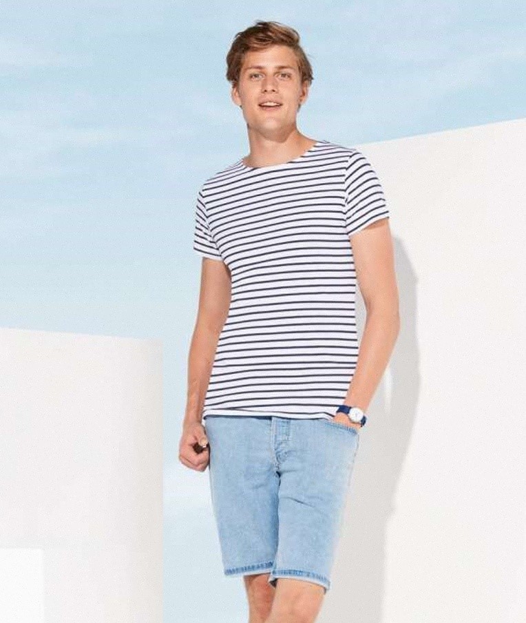 SOL'S MILES MEN - ROUND NECK STRIPED T-SHIRT