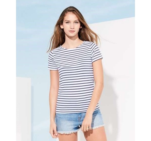 SOL'S MILES WOMEN - ROUND NECK STRIPED T-SHIRT
