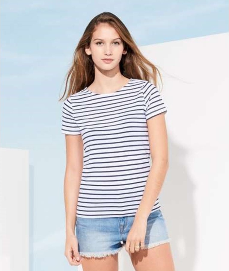 SOL'S MILES WOMEN - ROUND NECK STRIPED T-SHIRT
