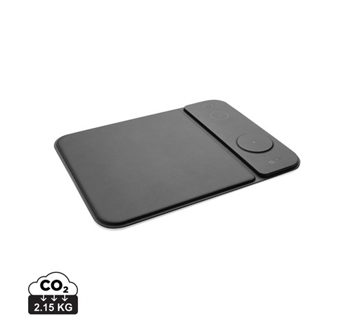 SWISS PEAK 15W 3-IN-1 LADE-MAUSPAD AUS RCS RECYCELTEM PU