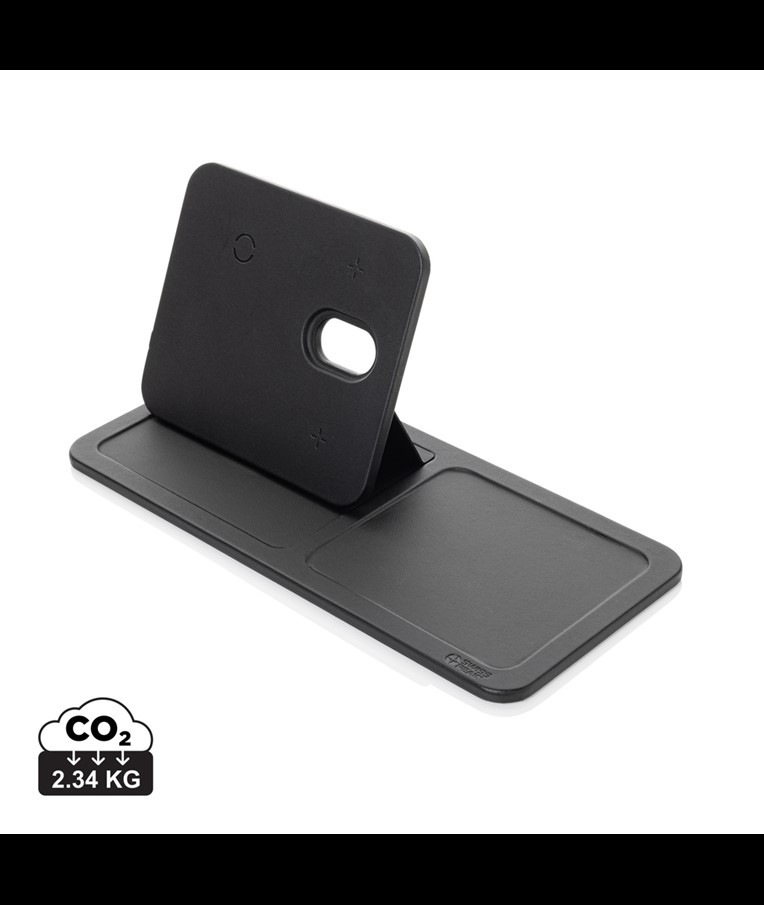 SWISS PEAK 3 IN 1 RCS RECYCLED PU WIRELESS CHARGER DESK TRAY