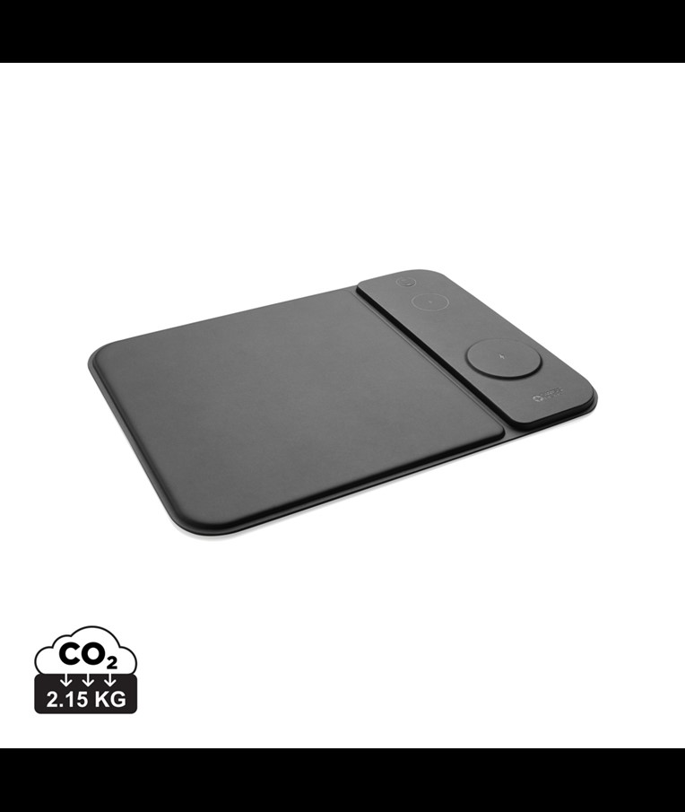 SWISS PEAK RCS RECYCLED PU 15W 3 IN 1 CHARGING MOUSEPAD