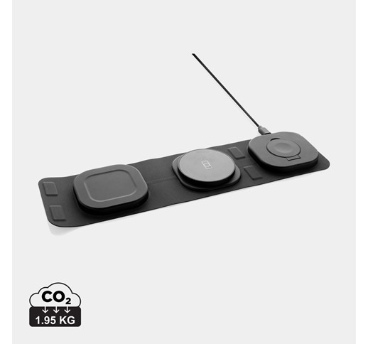 SWISS PEAK RCS RPLASTIC 3-IN-1 WIRELESS 15W TRAVEL CHARGER