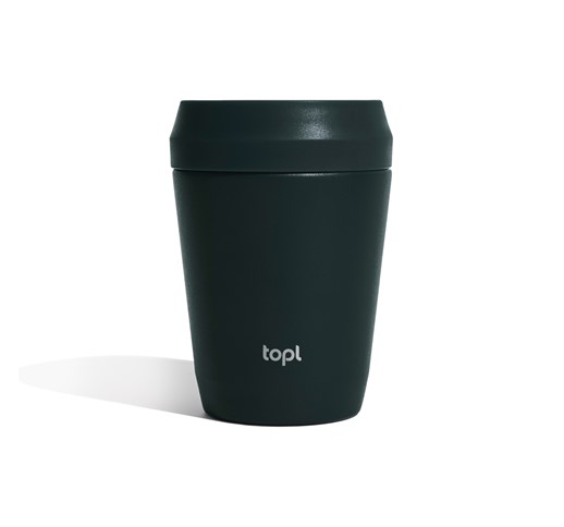 TAZA TOPL TO GO DE ACERO RECICLADO CON TAPA PATENTADA 360