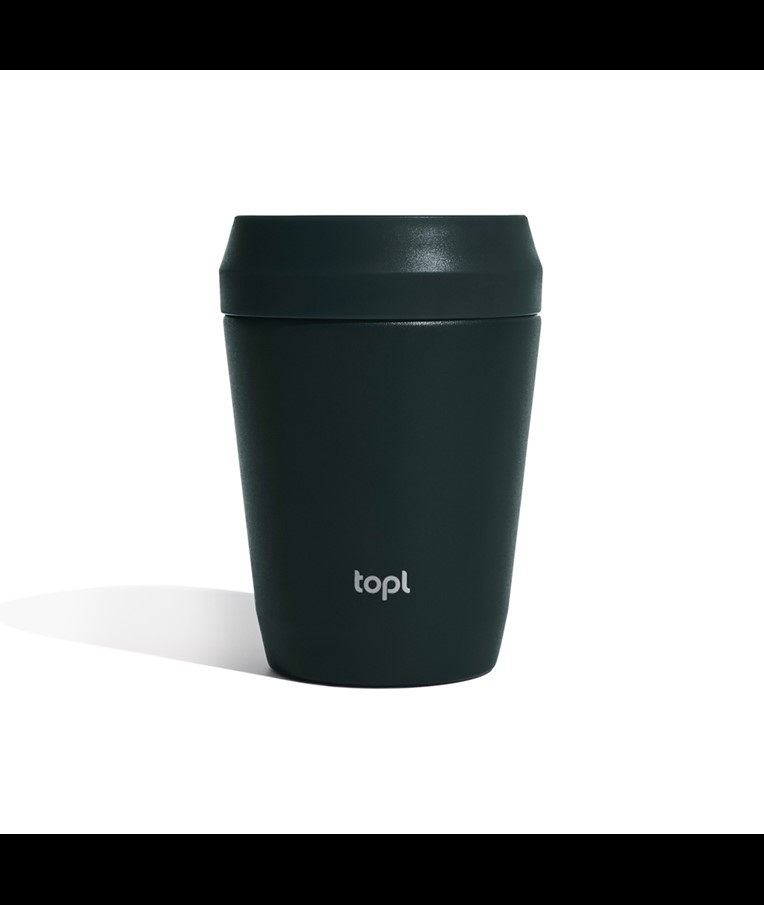 TAZA TOPL TO GO DE ACERO RECICLADO CON TAPA PATENTADA 360