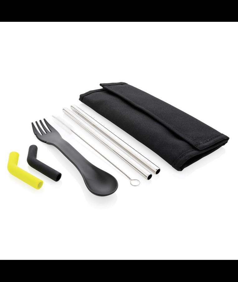 TIERRA 2PCS STRAW AND CUTLERY SET IN POUCH