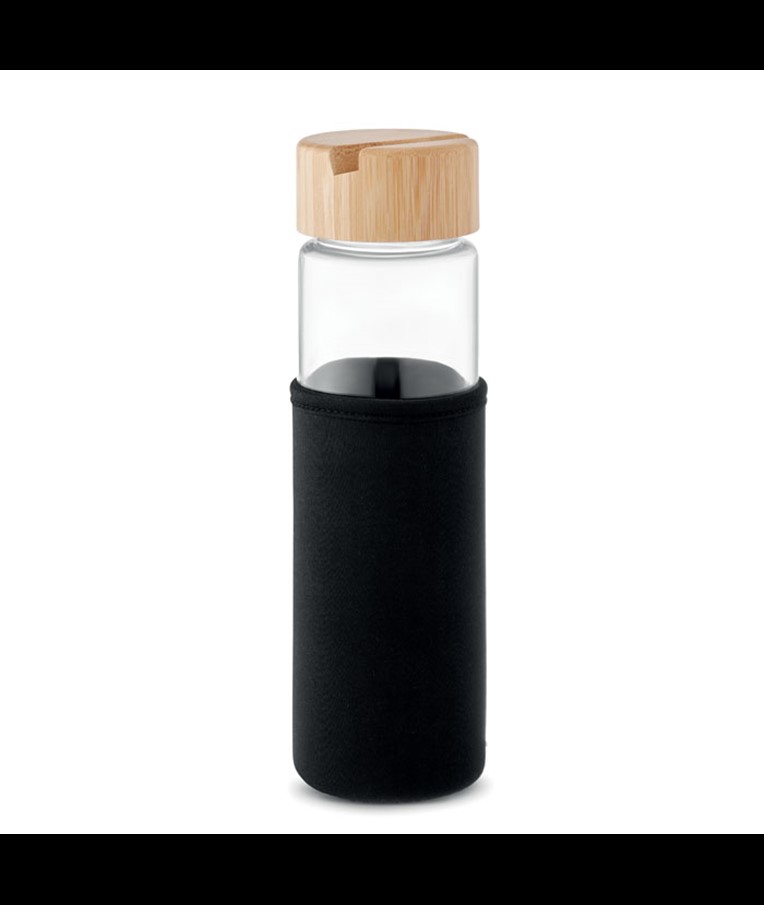 TINAROO-GLASS BOTTLE BAMBOO LID 600ML