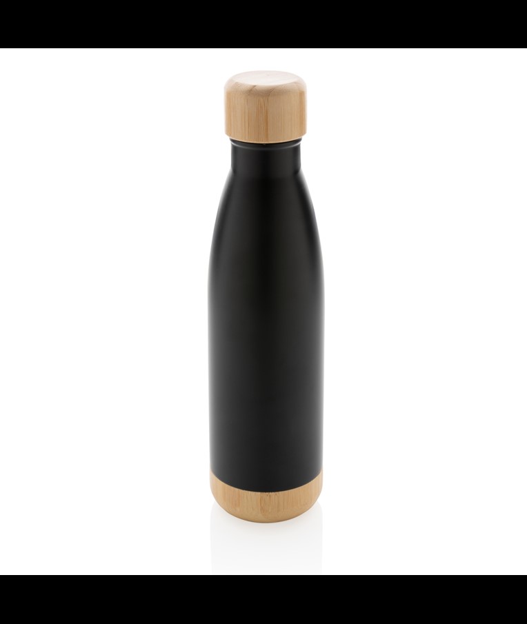 VACUUM STAINLESS STEEL BOTTLE WITH BAMBOO LID AND BOTTOM