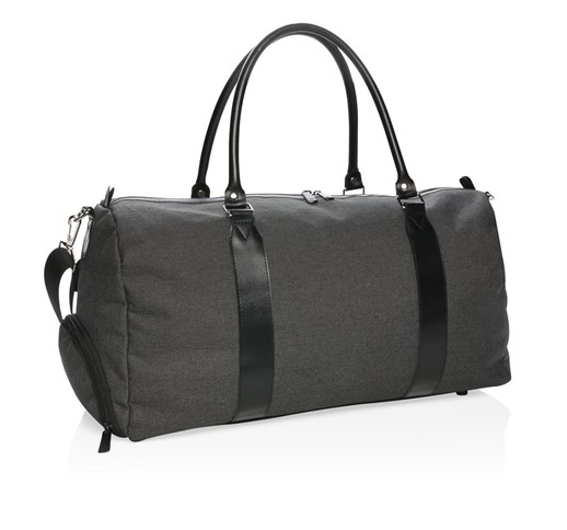 WOCHENENDTASCHE MIT USB-AUSGANG, SCHWARZ