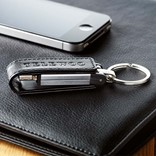 METAL USB FLASH DRIVE WITH LEATHER CLOSURE