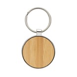 RCS RECYCLED ZINC ALLOY ROUND KEYCHAIN WITH BAMBOO