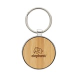 RCS RECYCLED ZINC ALLOY ROUND KEYCHAIN WITH BAMBOO