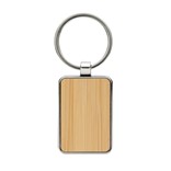 RCS RECYCLED ZINC ALLOY RECTANGLE KEYCHAIN WITH BAMBOO