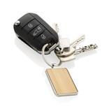 RCS RECYCLED ZINC ALLOY RECTANGLE KEYCHAIN WITH BAMBOO